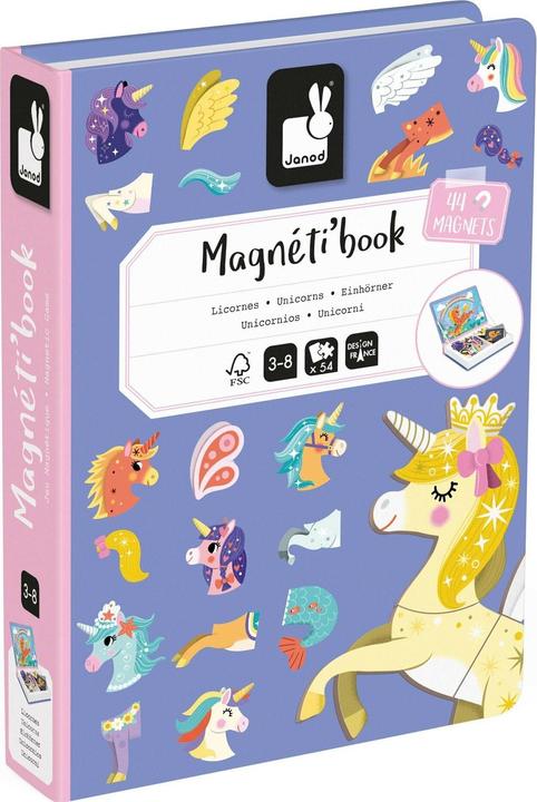 Janod Livre magnétique Licornes (Allemand, Français, Italien, Anglais)