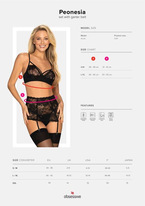 Actual product image Obsessive Peonesia 3-pcs set black L/XL (XL)