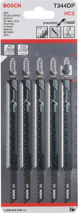 Produktbild Bosch Professional Zubehör PRO Wood precise T344DP Stichsägeblatt, 152 mm, 5-tlg.