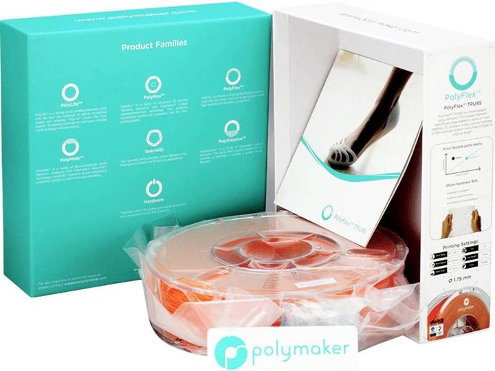 Image du produit Polymaker PD01006 Filament PolyFlex TPU-95A TPU flexible 1.75 mm 750 g Orange 1 (TPU, 1.75 mm, 750 g, Orange)