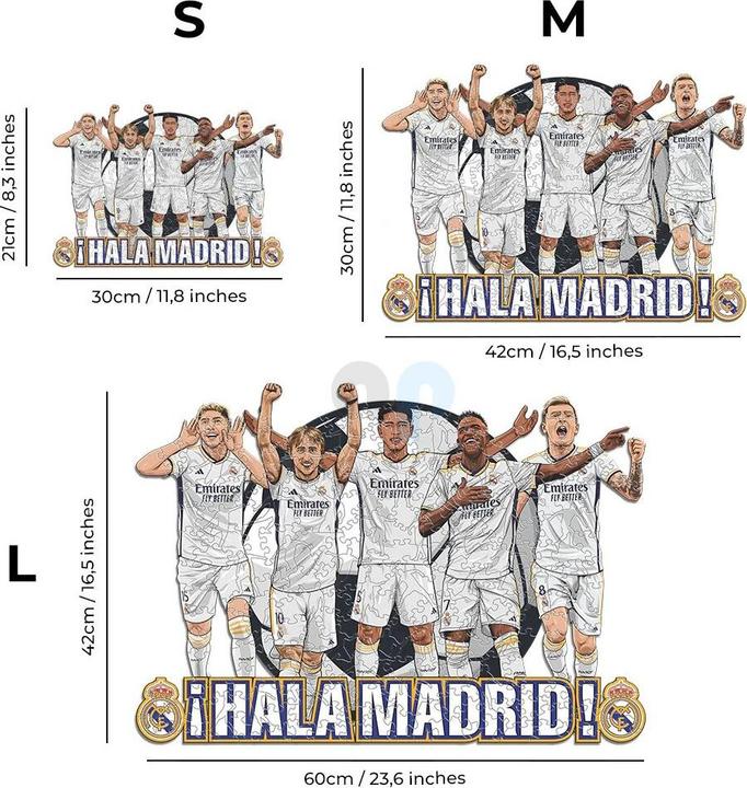 Actual product image Iconic Real Madrid CF - 5 Players - Wooden Puzzle Size L (500 pieces) (500 pieces)