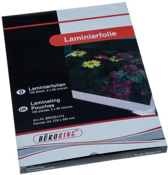 Produktbild Büroring Laminiertaschen A4 80my VE=100 Stück (A4, 100 Stück, 80 µm)