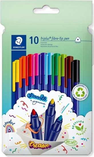 Produktbild Staedtler triplus color 323 Dreikantiger Fasermaler Kartonetui mit 10 Stück, sortiert (10 Farben, 10 x)
