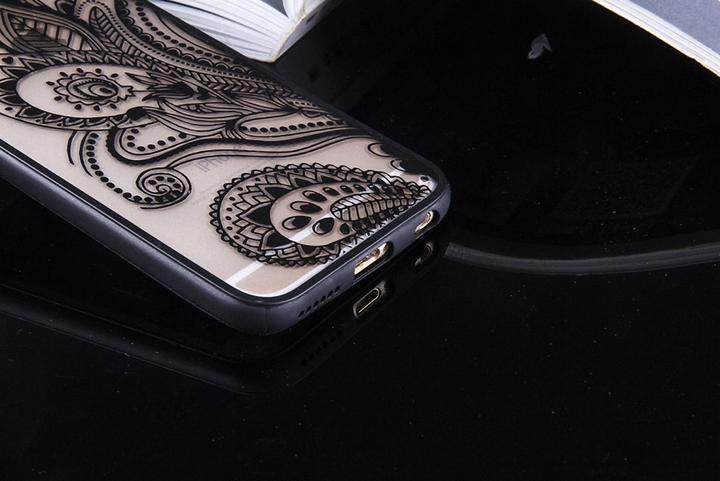 Produktbild König Design Apple iPhone 6s Plus Handy Hülle Mandala Case Schutzhülle Motiv Blüte Schwarz (Apple iPhone 6 Plus)