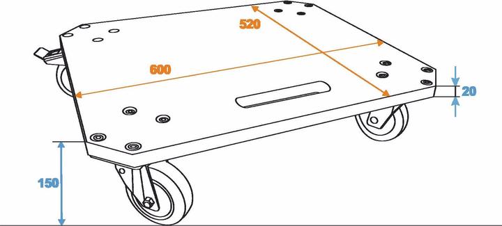 Actual product image Roadinger MDF rolling board 4 casters 2 brakes (Accessories)
