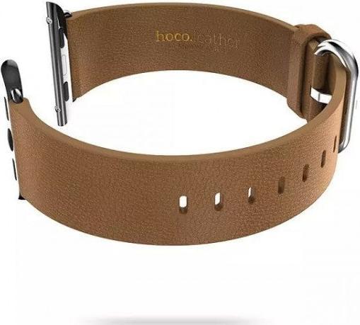 Actual product image Hermex Apple Watch 44mm / 42mm HOCO genuine leather strap with adapter BROWN (44 mm, 42 mm, Genuine leather)