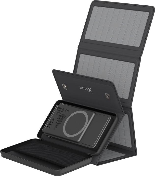 Image du produit Xlayer Banque d'alimentation sans fil 10.000mAh 15W Noir avec panneau solaire (10000 mAh, 15 W, 37 Wh)