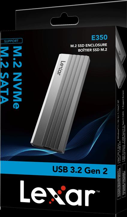 Actual product image Lexar Boitier external USB 3.2 E350 - NVMe M.2 Type 2280 (Argent) (M.2 2280)