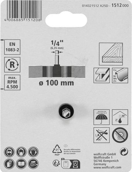 Actual product image wolfcraft wolfcraft 1 nylon wire fan bit. S=6-ct. ø100x20mm (80)