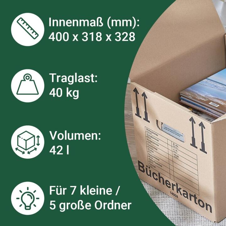 Produktbild BB Umzugskarton Zügelkarton Komplettset (für 2 bis 3-Zimmer-Wohnung bis zu einer Grösse von ca. 75 m (62.5 x 28 x 31 cm, 53 l)