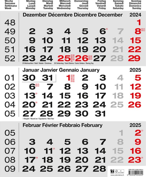 Produktbild 3-Monatskalender (31 x 40 cm, Kein Einband, Deutsch)