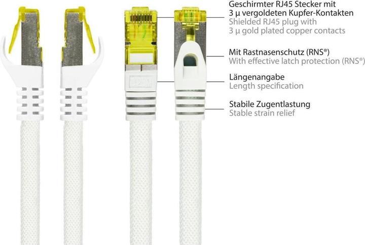 Image du produit Varia SO-37222 - Patchkabel Cat.7, S/FTP, 1,5m, weiss (S/FTP, CAT7, 1.50 m)