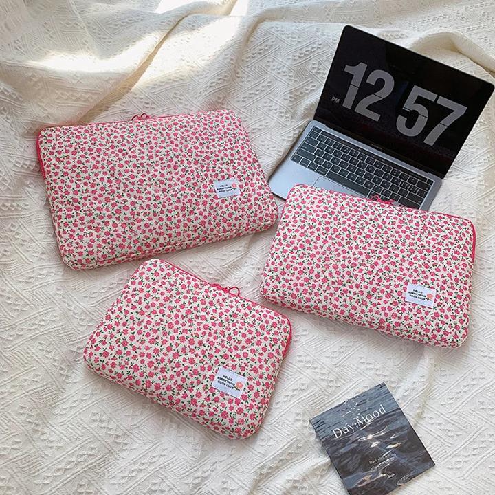 Actual product image Only-Bags.Store Cute flower laptop sleeve computer carrying case bag 15 inch portable desk cover bags