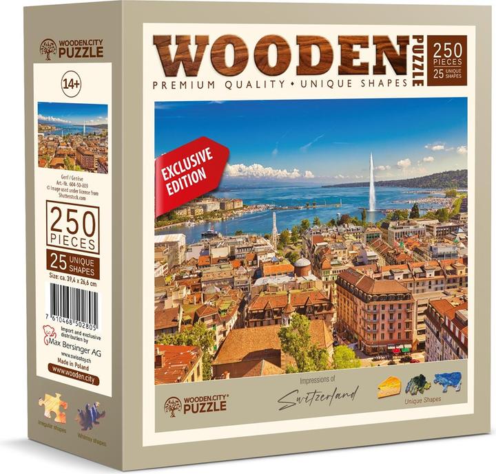 Produktbild WoodenCity Puzzle Holz L CH Genf (250 Teile)
