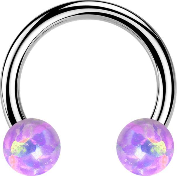 Star Piercing Micro Threadless Circular Barbell silber mit zwei Opale violett (Titan G23, ohne Messing)