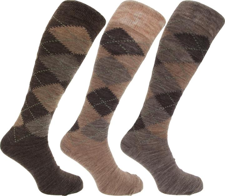 Universal Textiles Socken Kniestrümpfe mit Rautenmuster nichteinschneidende Bündchen 3erPack (3er Pack, 39 - 45)