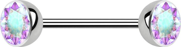 Produktbild Star Piercing Micro Barbell silber mit zwei Halbkugeln Kristall multicolor (ohne Messing, Titan G23)