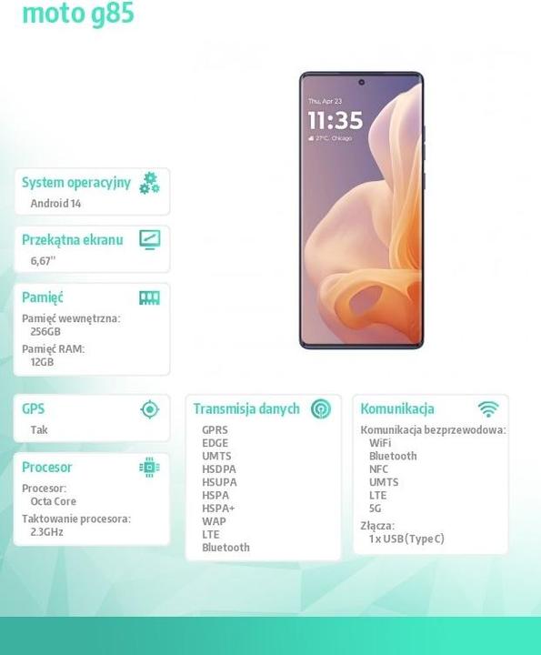 Produktbild Motorola Moto G85 (256 GB, Cobalt Blue, 6.65", SIM + eSIM, 50 Mpx, 5G)
