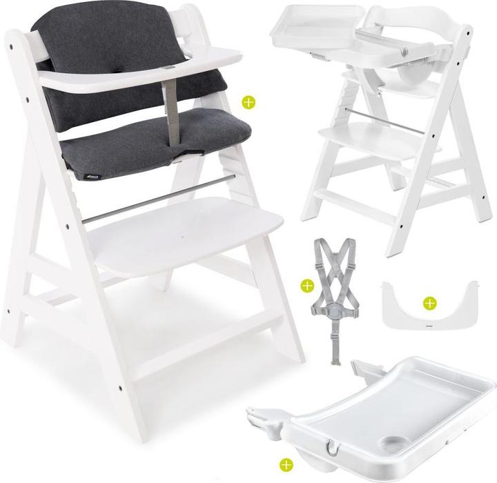 Produktbild Hauck Hochstühle Hochstuhl Alpha Plus Weiss im Sparset inkl. Sitzkissen (Hochstuhl)