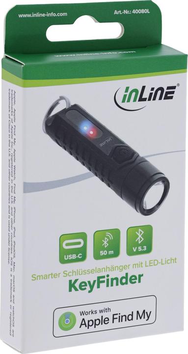 Produktbild InLine ® KeyFinder, smarter Schlüsselanhänger mit LED-Licht, 300mAh, IPX65