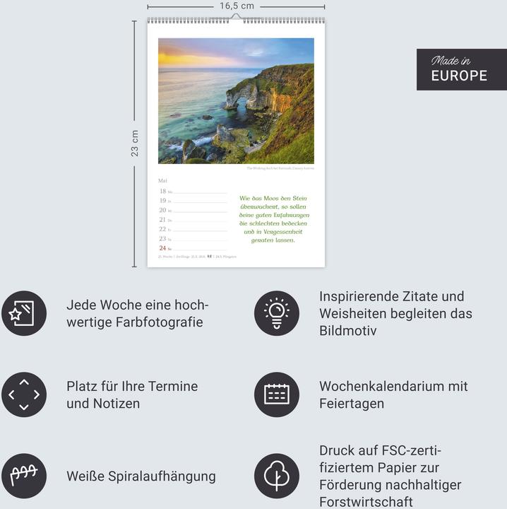 Produktbild Harenberg Irische Segenswünsche Wochenkalender 2026 - mit Zitaten (Harter Einband, Deutsch)