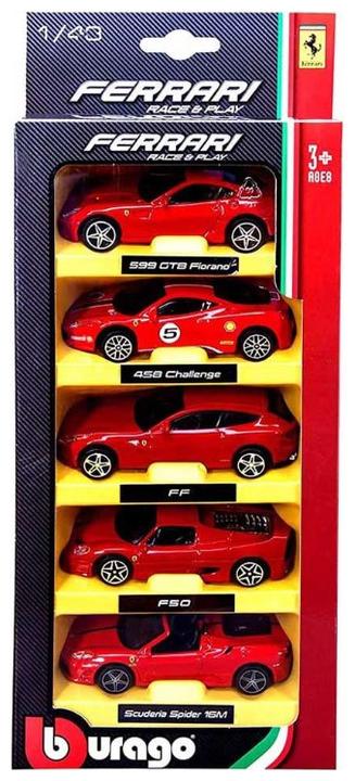 Produktbild Bburago Diecast 1:43 Race+Play Ferrari Set with 5 Models Red Ages 3+ 18-36005