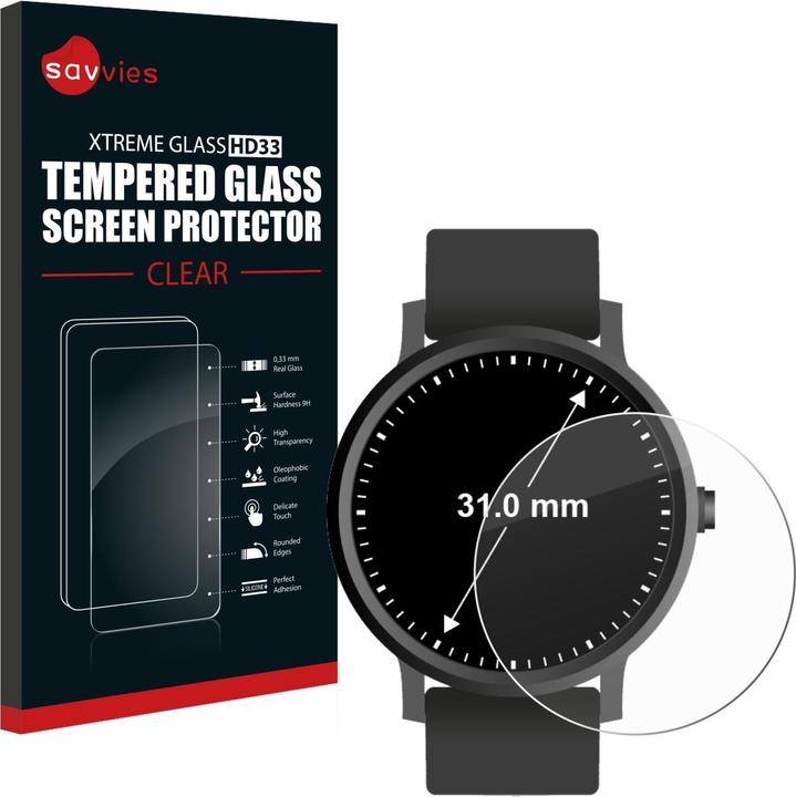 Actual product image Savvies HD33 Clear Tempered Glass Screen Protector for Watches (circular, Diameter: 31 mm)