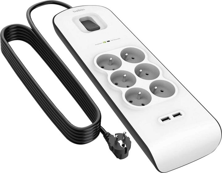 Produktbild Belkin BSV604ca2m Weiss 6 AC-Ausgänge 2 m (6 x, CEE 7/5, 2 m)