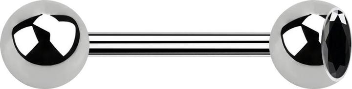 Produktbild Star Piercing Barbell silber mit Kugel und Kugel Kristall schwarz (ohne Messing, Titan G23)