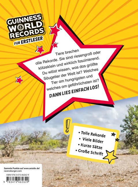 Produktbild Ravensburger Guinness World Records für Erstleser - Tiere (Deutsch, 2023)