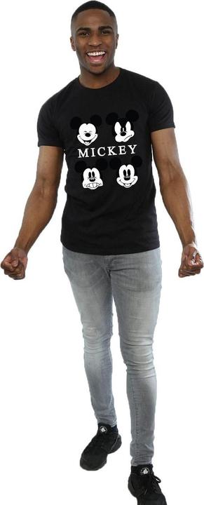 Actual product image Disney Mens Four Heads Mickey Mouse Cotton T-Shirt (L)