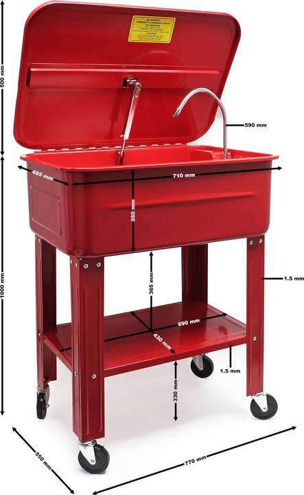 Produktbild Wiltec Teilewaschgerät 75,7L Stahl Teilereiniger Teilewäscher Rollbar