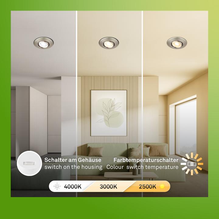Immagine prodotto Briloner Set di 3 luci da incasso LED ultrapiatte e sostenibili (520 lm)
