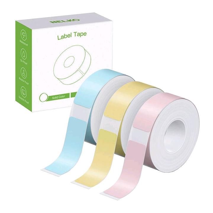 Actual product image Nelko thermal label for label printer P21 (blue/yellow/pink, 12*40 mm.