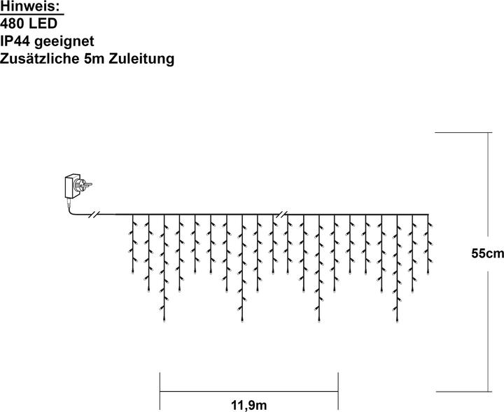 Nährwerte und Zutaten Star Trading LED Lichtervorhang,Golden Warm White', 480 LEDs, 12m (12 m)