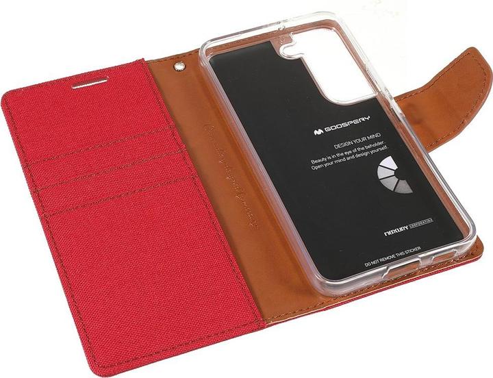 Produktbild Galaxy S22+ - Canvas Stoff Leder Etui rot (Samsung Galaxy S22+)