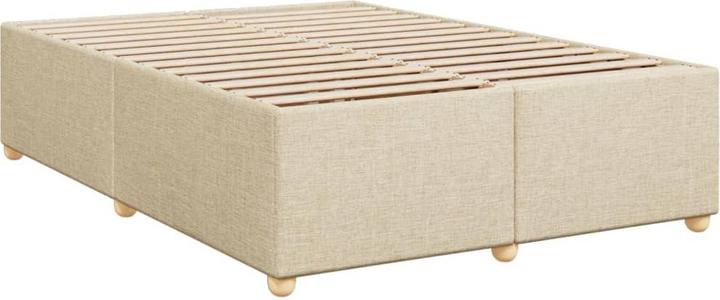 Produktbild VidaXL Bettgestell Bett Doppelbett Polsterbett Lattenrost Creme 140x190cm Stoff (140 x 190 cm)