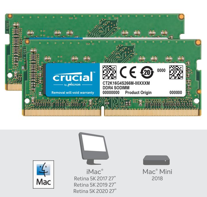 Actual product image Crucial Memory for Mac (2 x 16GB, 2666 MHz, DDR4-RAM, SO-DIMM)