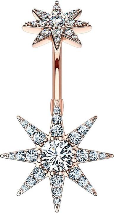 Image du produit Star Piercing Banane femelle or rose double étoile (Laiton, Acier chirurgical 316L)