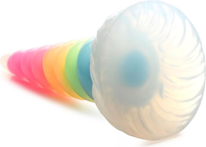 Actual product image Creature Cocks XR Brands - Luminescent Rainbow Silicone Dildo