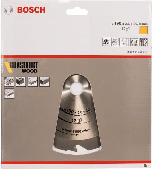 Actual product image Bosch Professional Zubehör PRO Construct Wood circular saw blade, 190 x 2.6 x 20 mm