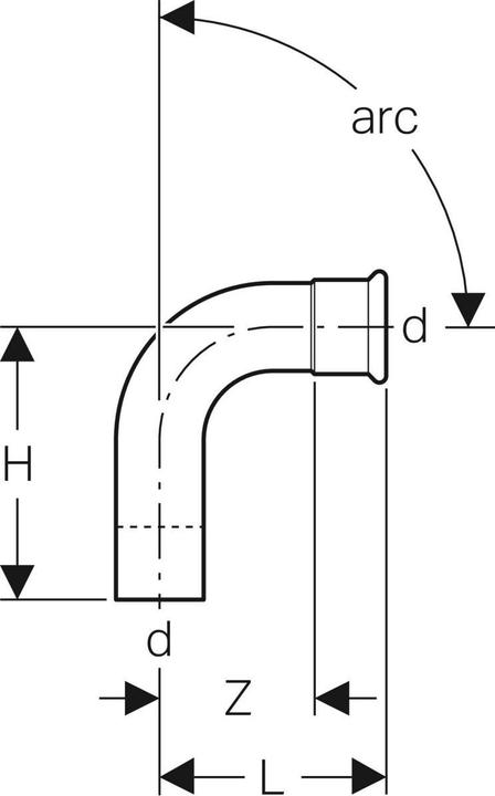 Produktbild Geberit Single socket elbow 90 ° Ø = 22 mm MAPRESS EDELSTAHL - 30304 (Winkelverbindung)