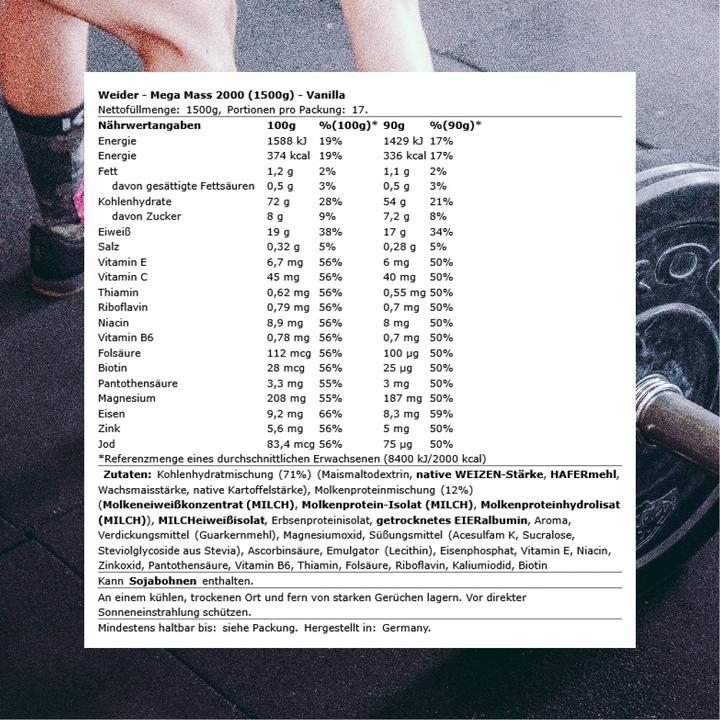 Produktbild Weider Mega Mass 2000 (Vanille, 1 Stk., 1500 g)