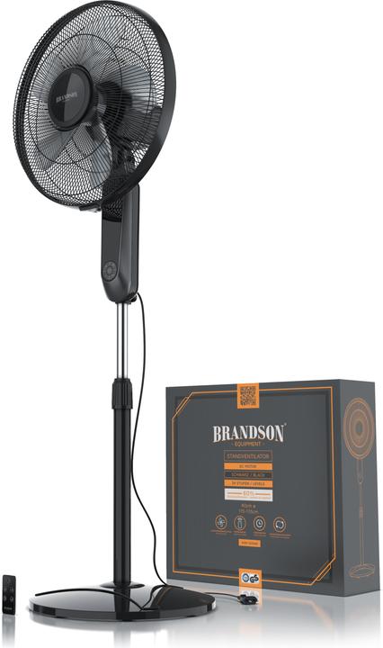 Actual product image Brandson Pedestal fan 45.5cm Ø, DC, quiet, remote control, energy-saving, oscillation, 25 speeds, black (60 dB)