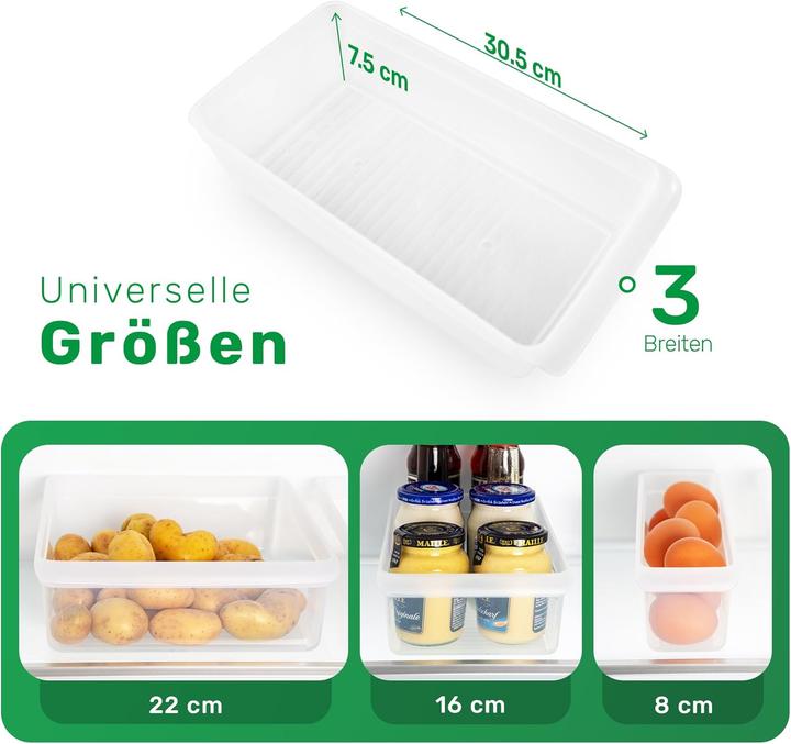 Produktbild Novaliv 6X Kühlschrank Organizer 30,5 x 7,5 x 22 cm BPA-frei Küchenordnung Made in Germany Kühlschra