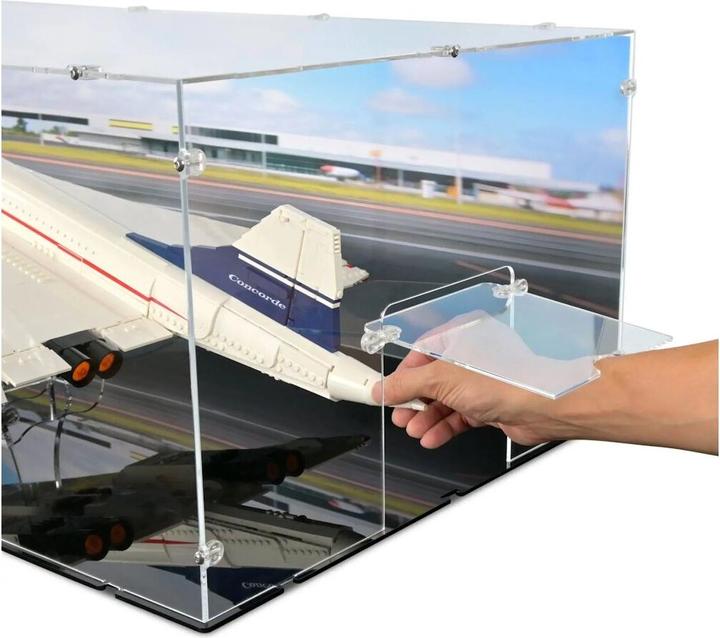 Image du produit iDisplayit Présentoir en acrylique pour LEGO® 10318 Concorde (avec support et image d'arrière-plan)