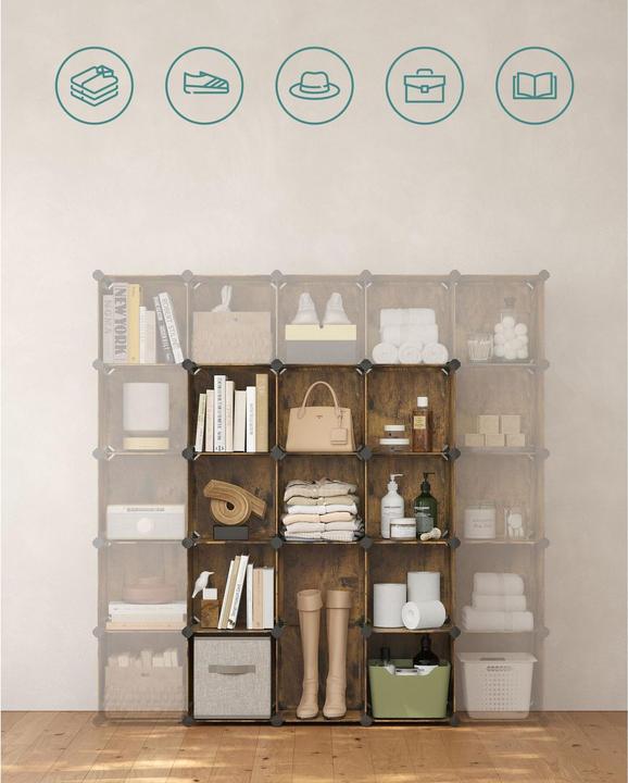 Actual product image Songmics Regal zum zusammenstecken Vintagebraun, Eigenschaften