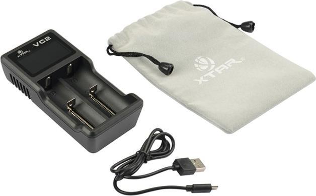 Actual product image Xtar VC2 Micro USB Charger, Li-Ion, 2 slot, LCD Display (1 pcs., AAA, Battery + charger)