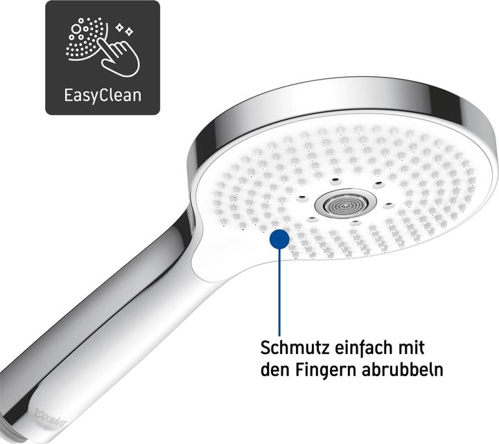 Image du produit Duravit Douchette à main 120 3 jet Click! MinusFlow chrome / blanc (3 Types de jets, 9 l/min)