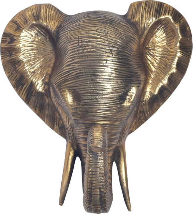 Immagine prodotto FineBuy Wanddeko Wohndeko Elefant 41 cm Aluminium Gold Afrika Dekoration Modern